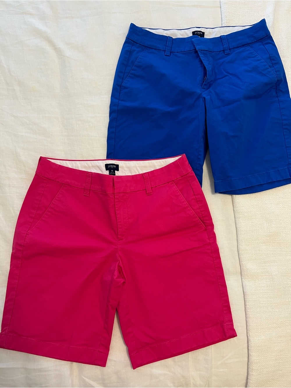 Bundle of 2 J.Crew Factory Chino Shorts Women’s Size 6 Pink Blue 9” Inseam